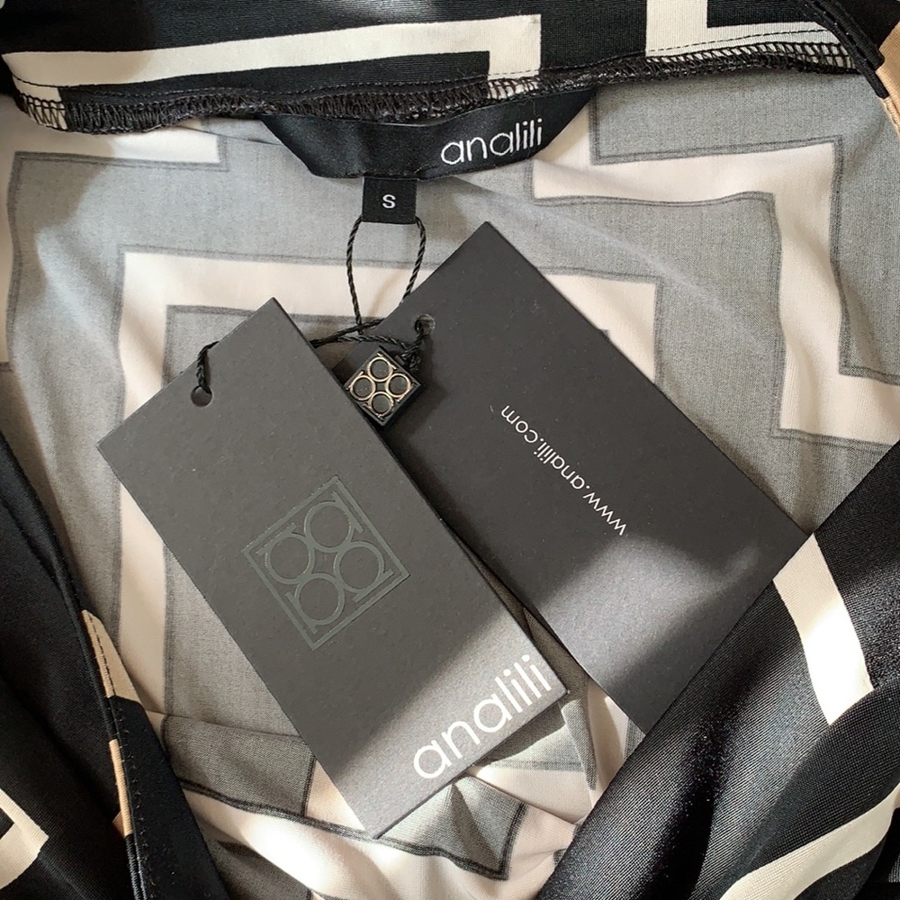 ANALILI New NWT designer black tan fall dress S 4 - Picture 5 of 6